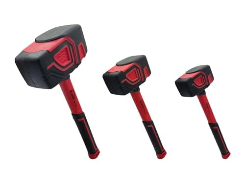 HOUSERAN 3Piece Rubber Mallet Set 10oz 20oz 36oz Heavy Duty Hammers with Soft Rubber Handles for Flooring Soft Blow Tasks