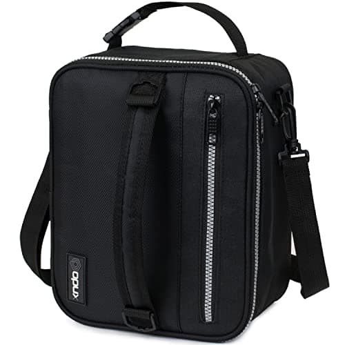 opux Insulated Lunch Box for Men Women Adult, Compact Lunch Bag for Kids Boy Girl Teen, Soft Lunch Cooler Bag for Work School, Leakproof Lunchbox Lunch Pail with Clip-on Buckle, Black