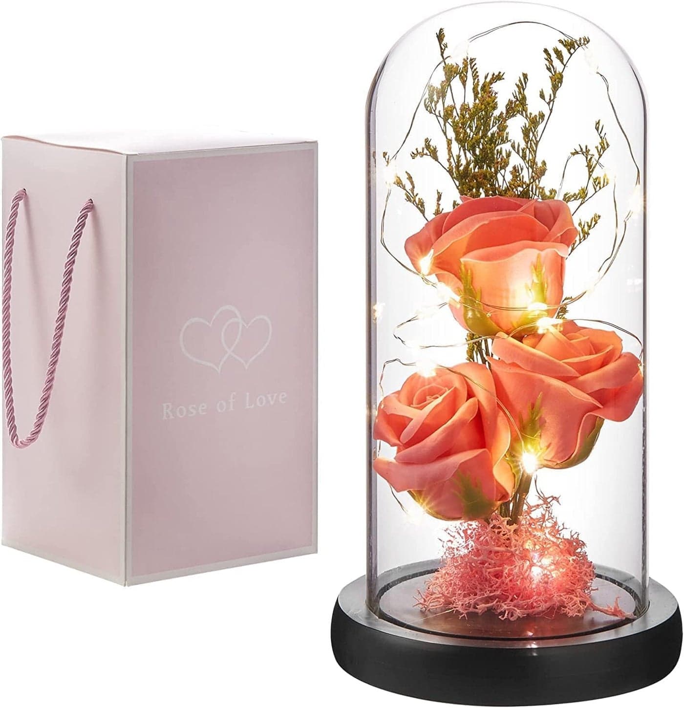 PERPART Anniversary Flowers Beauty and The Beast Rose Flowers Anniversary Rose Gift Artificial Flower Light up Rose Rose in Glass Dome Enchanted Flower Gifts for Wife