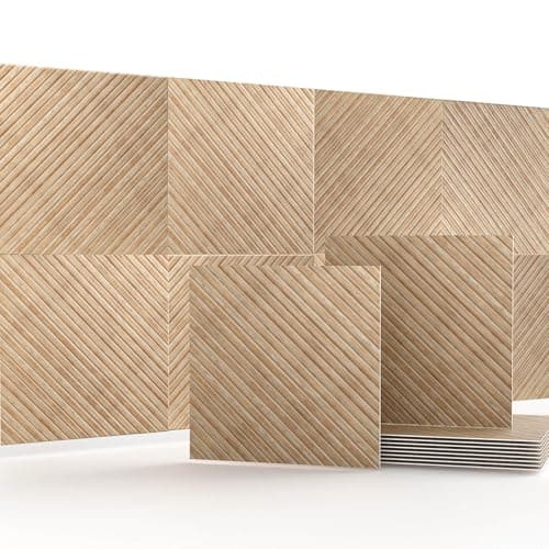 Acoustic Wall Panels, 8 pcs 23.6" x 23.6" – Wood-Pattern Polyester Fiber Sound Absorbing & Soundproof 3D Peel & Stick Panels for Recording Studio, Home Theater, Office, Meeting Room Décor (31 sq ft)