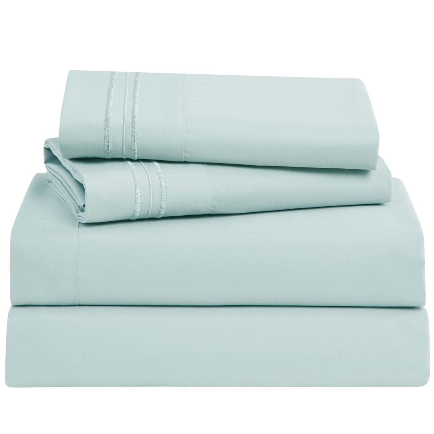 Clara Clark Bed Sheets, Premier 1800 Series 4 Piece Bed Sheet Set, Deep Pocket, Wrinkle, Fade, Stain Resistant, Luxury Soft Bedding Sheets & Pillowcases, Queen, Light Blue Aqua