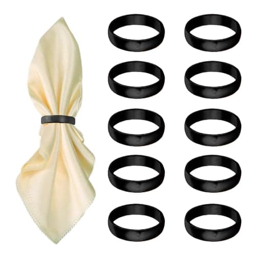 Black Napkin Rings-10 Pcs Stainless Steel Napkin Rings,Metal Napkin Ring for Table Settings Wedding Christmas Party Dinner Table