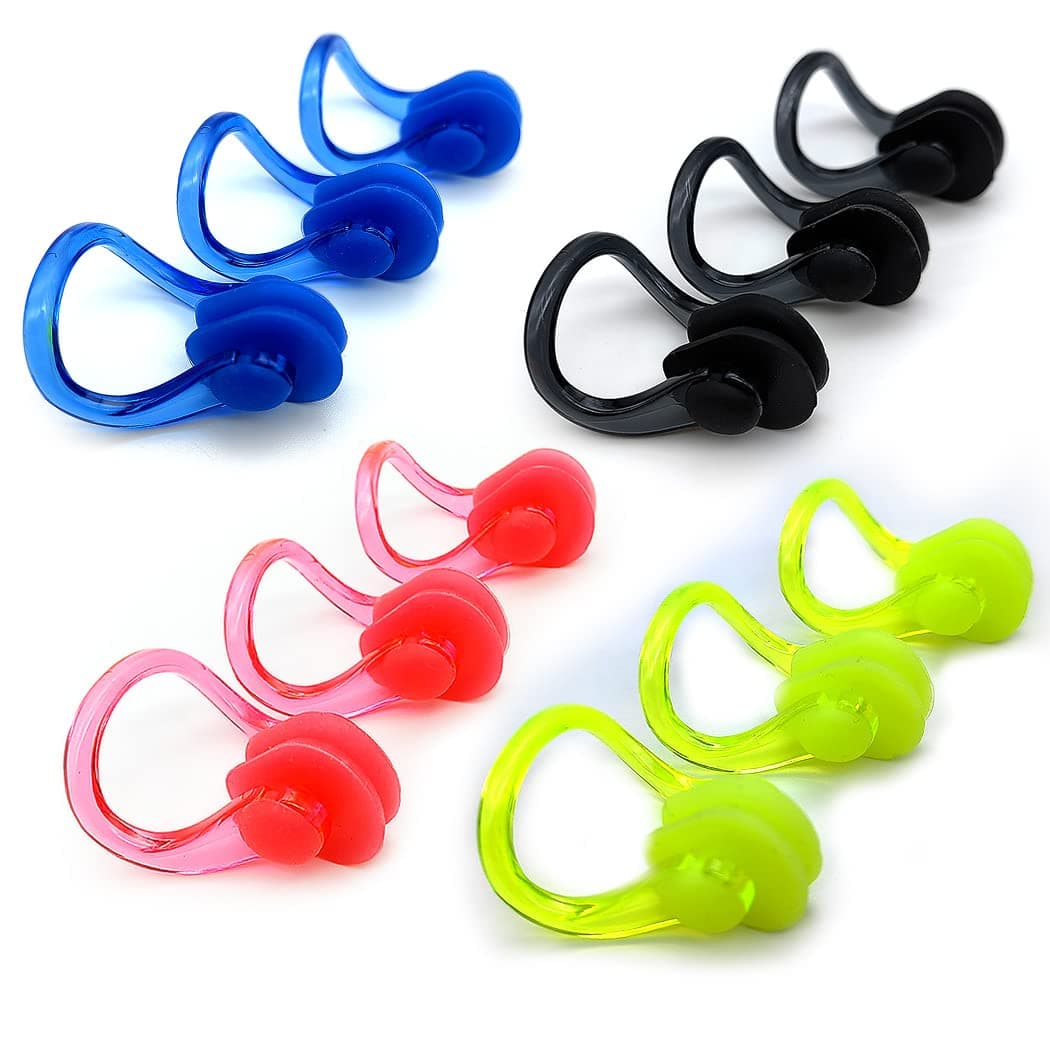 Zooshine 12 PCS Waterproof Swimming Nose Clip Silica Gel Swim Nose Plug for Kids and Adults with Bright Color