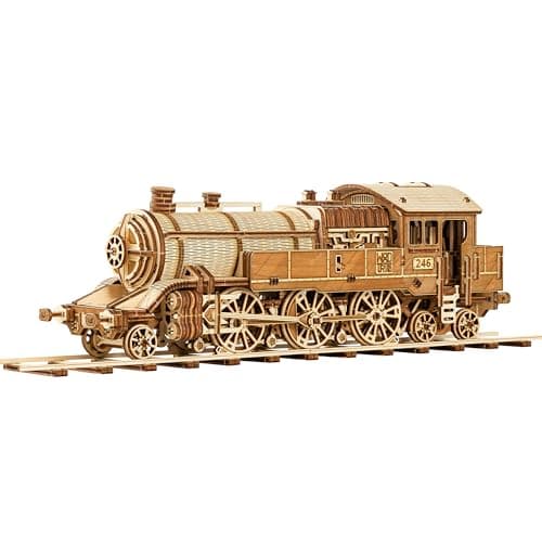 Wood Trick Grand Traveler 246 Wooden Train Set wRailway Rides up to 20ft 16x4 Locomotive Model Kit 3D Wooden Puzzles for Adults to Build Engineering DIY Models for Adults to Build