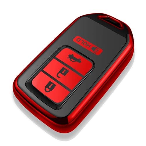 Tukellen for Honda Key Fob Cover Premium Soft TPU Full Protection Key Fob Case for Accord Civic CRV Pilot Ridgeline Odyssey Passport Smart Remote Key Protector 4 Buttons Red