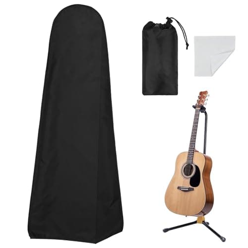 MUTUSHI Guitar Dust Cover Protective and Storage for Acoustic Electric and Bass Guitars from Sun Dust Dirt UV Rays Moisture Water Resistant Oxford Fabrics 197L x 5W x 47H Black