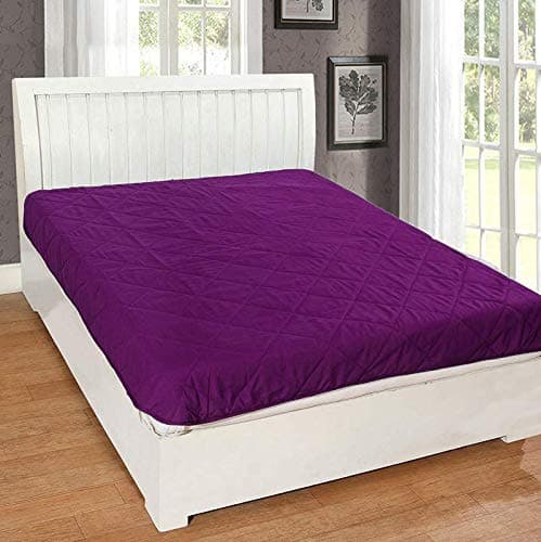 Rajasthan Crafts Microfiber Double Bed Waterproof and Dust Proof Mattress Protector (Purple, 72x75 inches) (TC-MP001-7275-H)