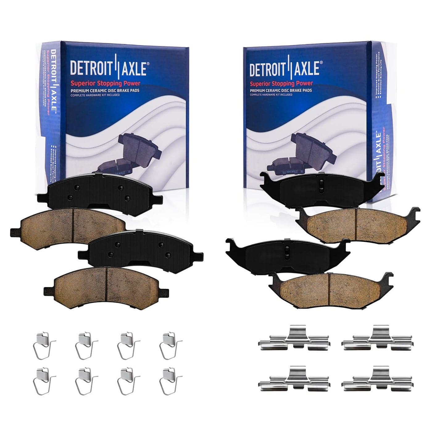 Detroit Axle Brake Pads for 20062018 Dodge Ram 1500 20072009 Durango Chrysler Aspen Ceramic Pads with Hardware Front Rear Replacement Brakes