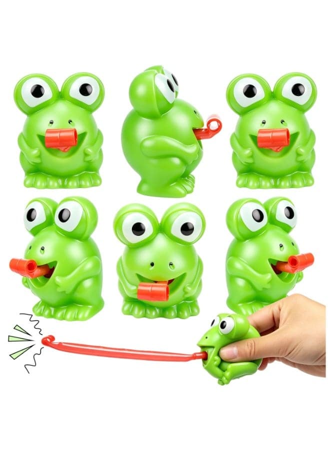 6 Pcs Novelty Squeeze Frog Toys, Tongue Sticking Out Screaming Rubber Frog Toy, Sensory Fidget Toys Stress Relief Gifts for Birthday Party Favors