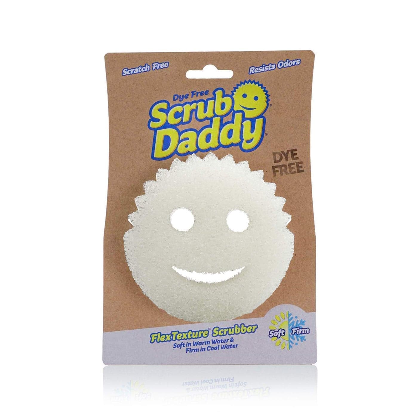 Scrub Daddy Scrub Daddy Dye Free FlexTexture Sponge Soft in Warm Water Firm in Cold Deep Cleaning Dishwasher Safe Multiuse Scratch Free Odor Resistant Functional 1pk Pack of 1