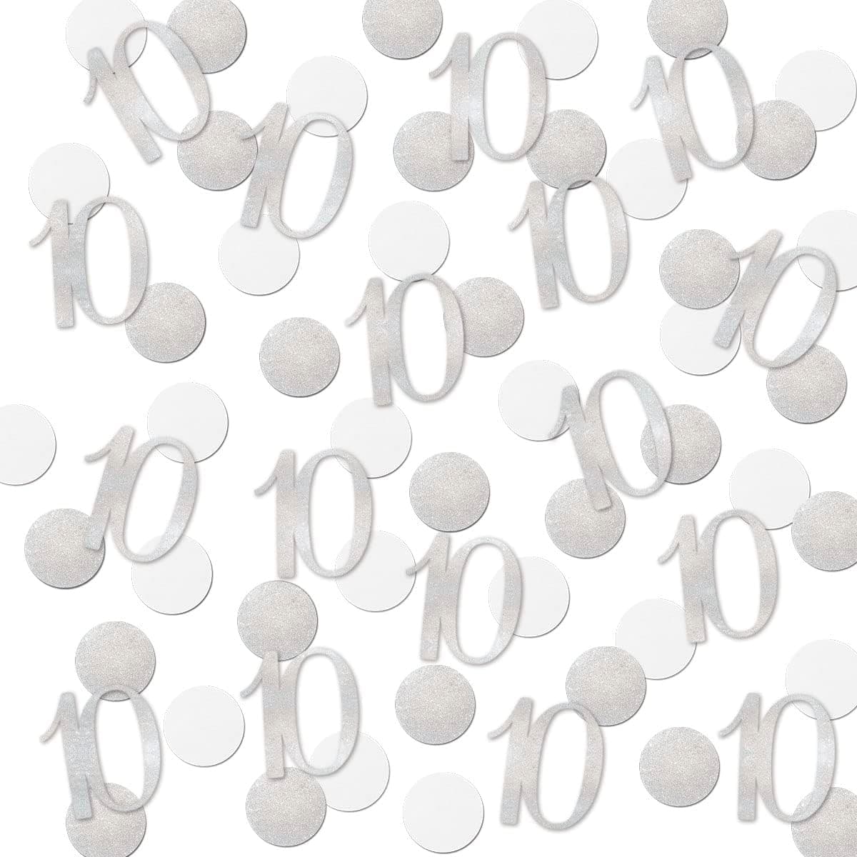 Silver Glitter 10 Confetti 10th Birthday Number Confetti 200pcs Anniversary Party Table Decoration Supplies