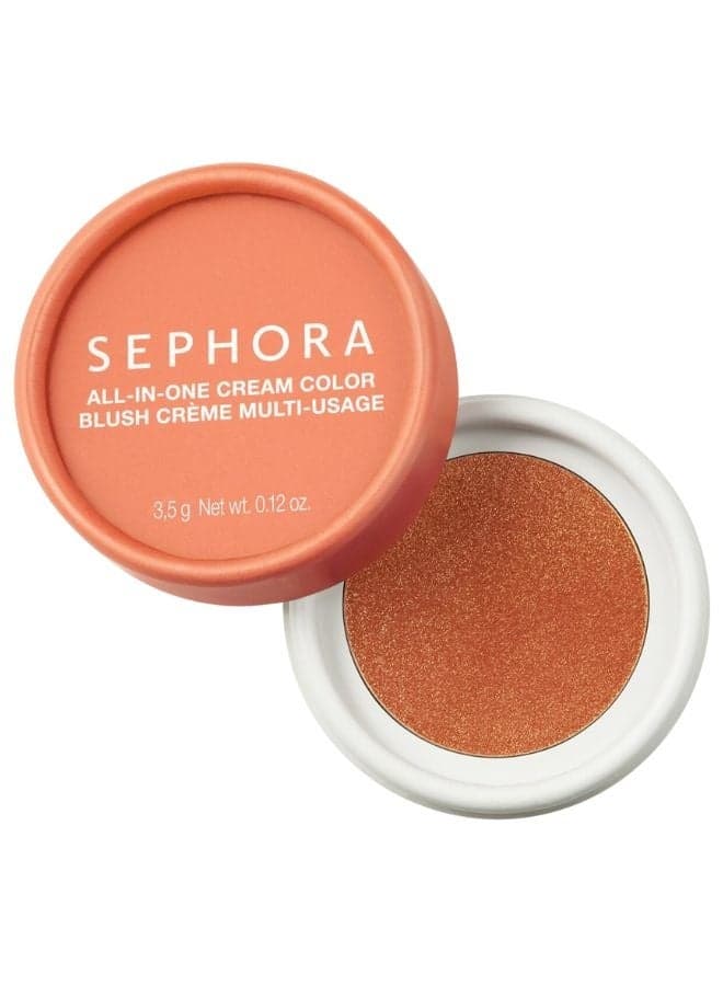 SEPHORA COLLECTION All-In-One Cream Color – Natural Healthy Glow & Anti-Dull Complexion, Shade 04 Daring Tangerine (3.5g) (Multipurpose Cream for Cheeks, Lips & Eyes)