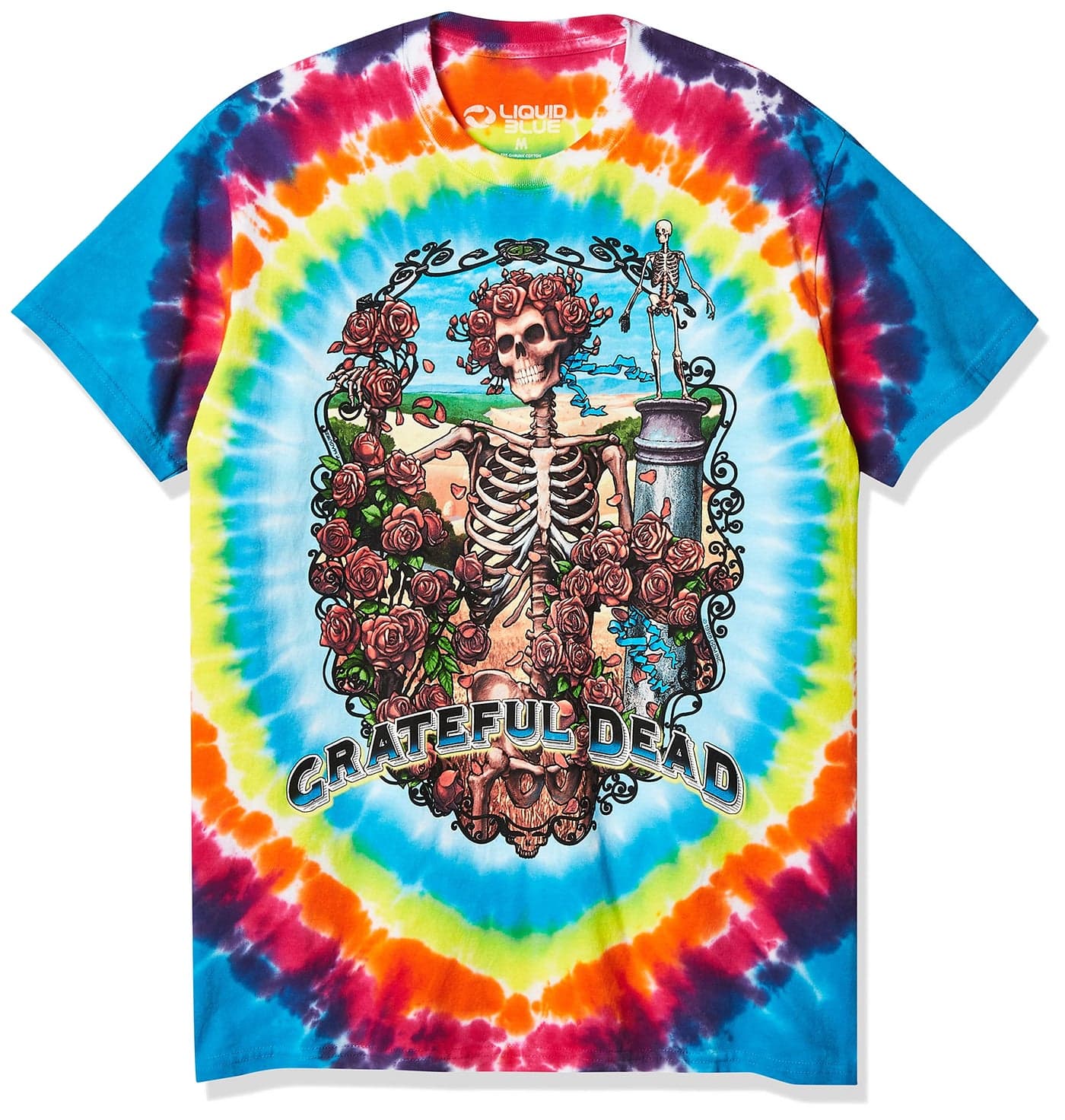 Liquid Blue Men's Grateful Dead Rainbow Bertha Tie Dye Short Sleeve T-Shirt, Multi, Large