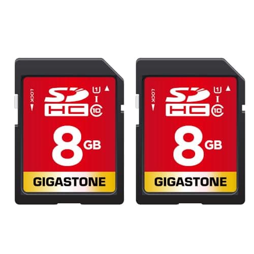 GIGASTONE 8GB SD Card 2Pack UHSI U1 Class 10 SDHC Memory Card Full HD Video Kodak Olympus Digital Camera with 2 Mini Cases