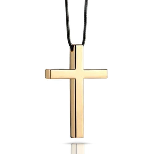 Cross Hanging Ornaments for Car Rear View Mirror, Cross Metal Car Rear View Mirror Charm, Car Ornament Accessories, Cross Pendant Decoration for Car, Truck, Home Decor (Golden)