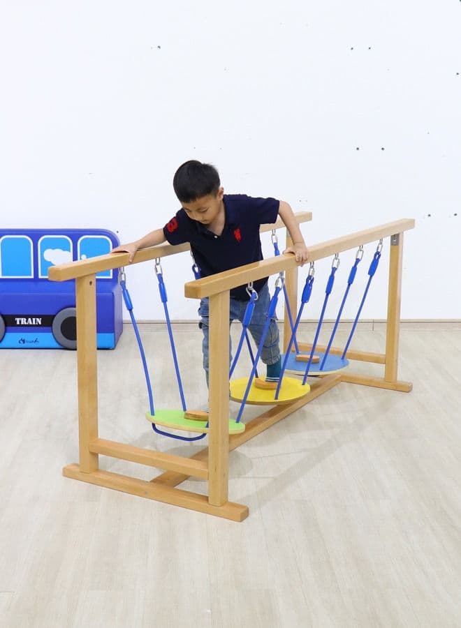 Kids Therapy Center Sensory Room Equipment Outdoor Indoor Wooden Balance Bridge for Autistic Children