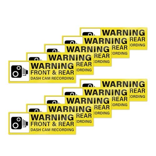 YIKIADA 10 Pack Warning Front Rear Dash Cam Recording Sticker 6 × 2 Inches Vinyl Removable Waterproof Self Adhesive Car Decal for Vehicle Window Outside