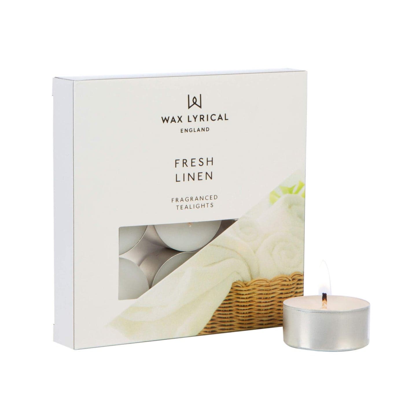 WAX LYRICAL Scented Tealight Candles Box of 9 Fresh Linen Silver
