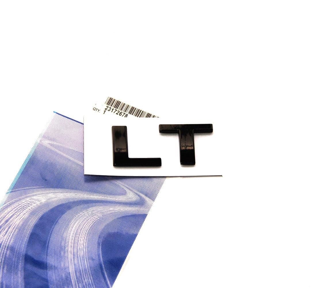 1x OEM LT Letter Nameplate Emblem Badge Compatible with Silverado Sierra Tahoe Suburban Glossy 20072018 Black