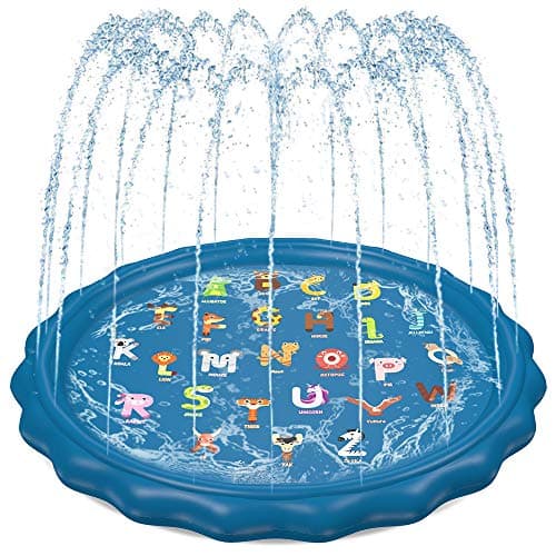 Jasonwell Splash Pad Sprinkler for Kids 60" Splash Play Mat Outdoor Water Toys Inflatable Splash Pad Baby Toddler Pool Boys Girls Children Outside Backyard Dog Sprinkler Pool for Age 1 2 3 4 5 6 7 8 9