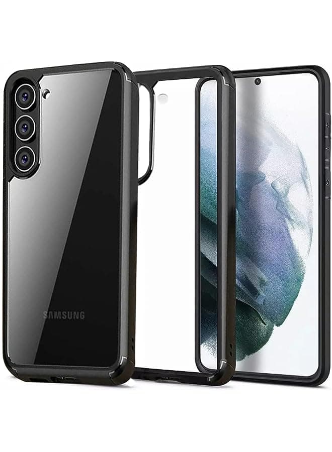 Compatible with Samsung Galaxy S23 case 6.1-inch (2023) Defender Military, Hard Transparent Back, Anti-Scratch Ultra-Thin Shockproof Cover-Black