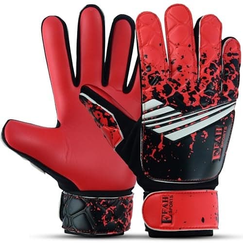 EFAH SPORTS Soccer Goalkeeper Gloves for Kids Boys Children Youth Football Goalie Gloves with Super Grip Protection Palms (Size 4 Suitable for 6 to 9 Years Old, Red)