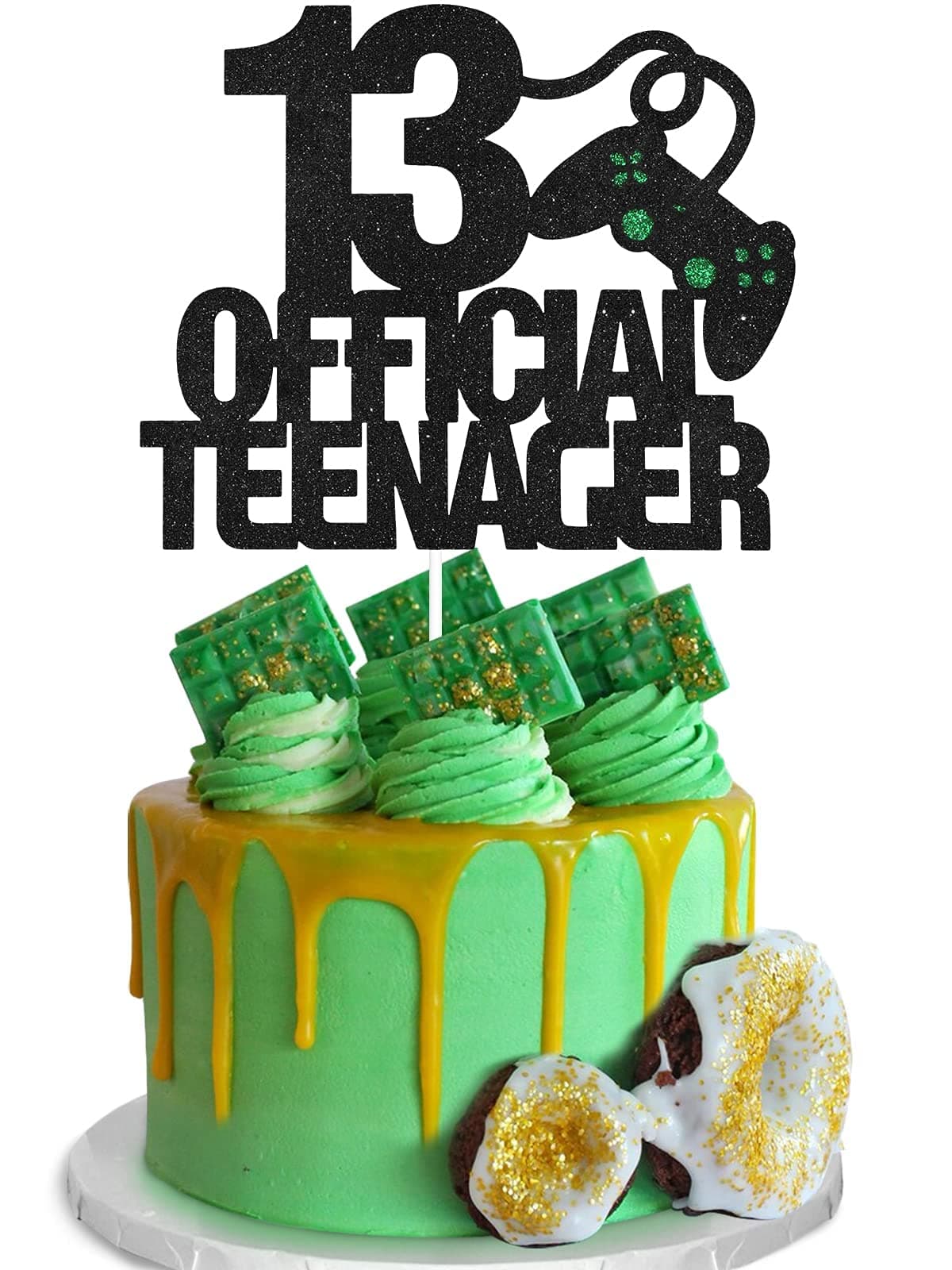 Festiko®13 Official Teenager Game Birthday Cake Topper - Video Game Boy's 13th Birthday Level Up Party Cake Supplies - Game On Winner Party Decoration