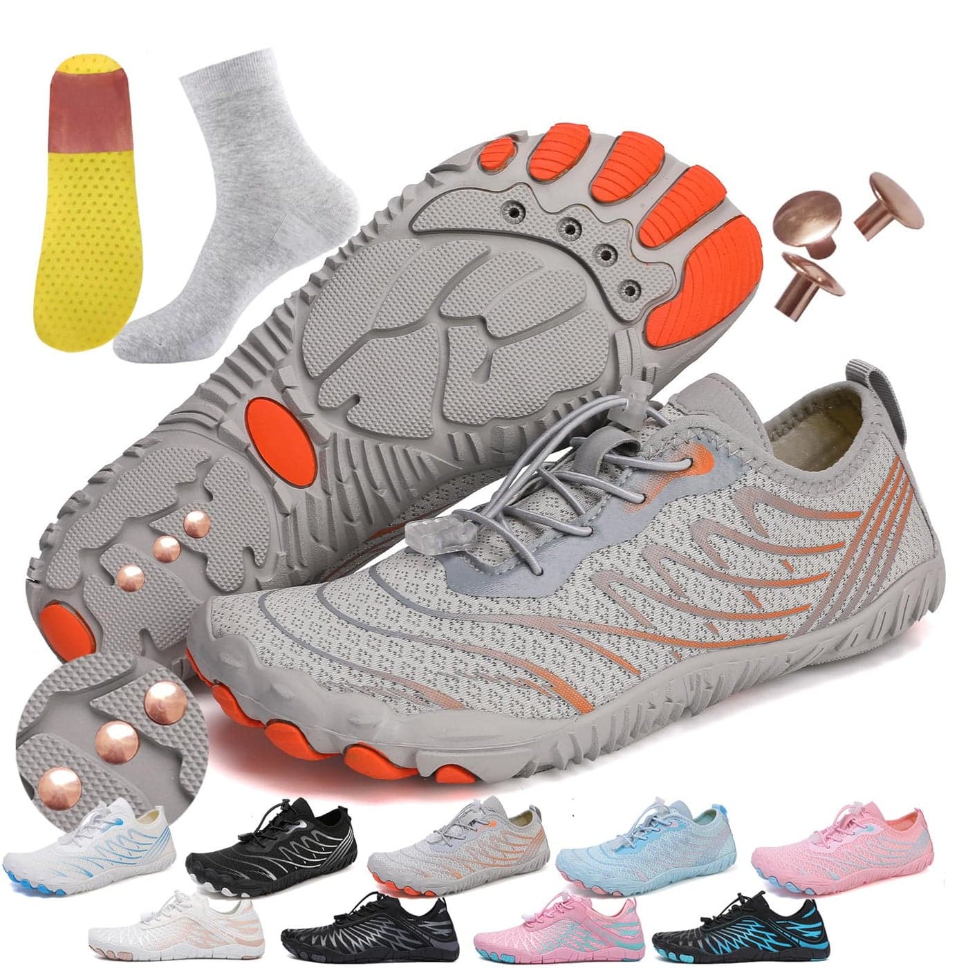 AddBili Grounding Shoes These CopperGrounded Barefoot Shoes are Effectively grounding Soft and Comfortable 1 GREY35