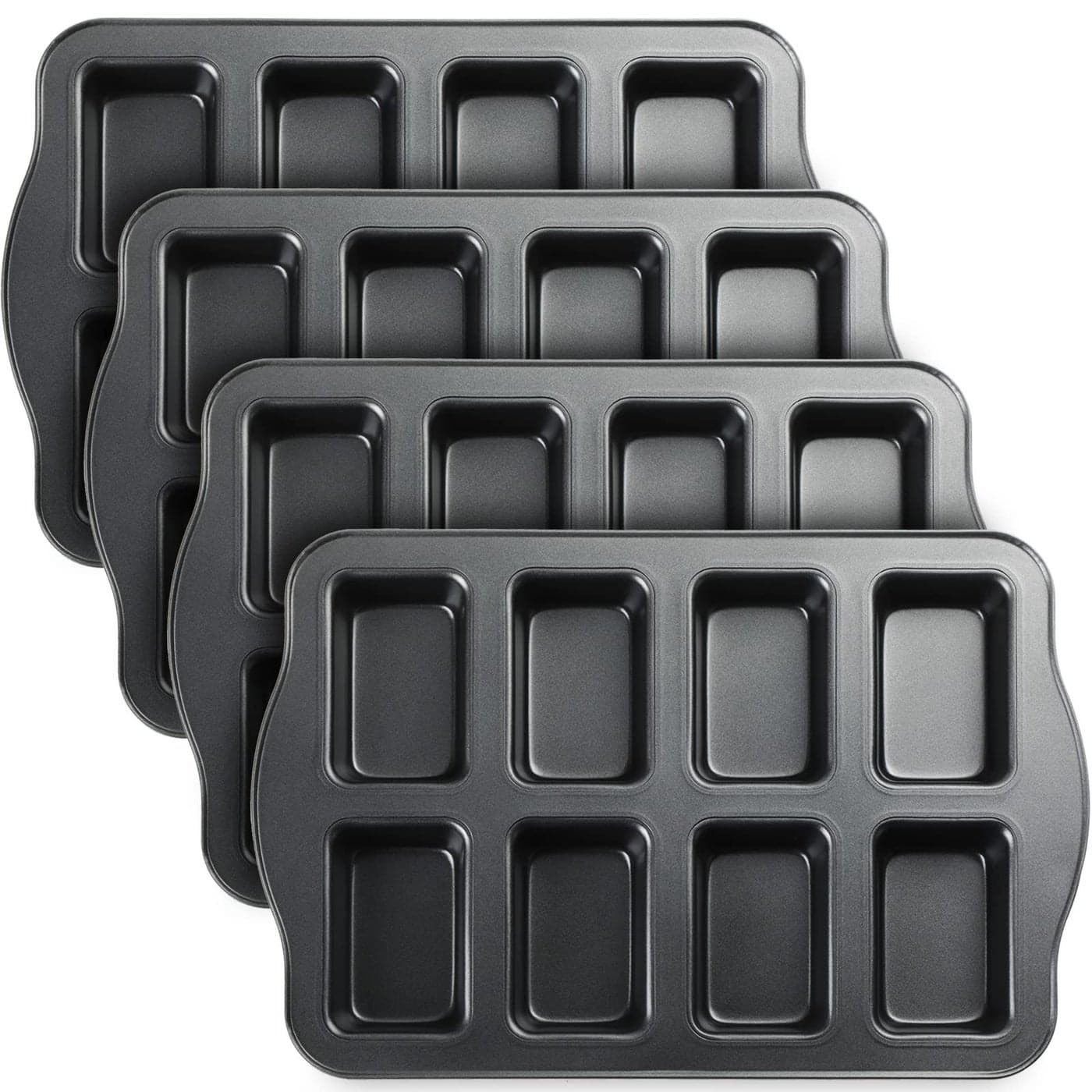 Yinder 4 Pcs Mini Loaf Pan Carbon Steel with NonStick Coating Rectangular 17 x 945 x 118 Inch Black Gray