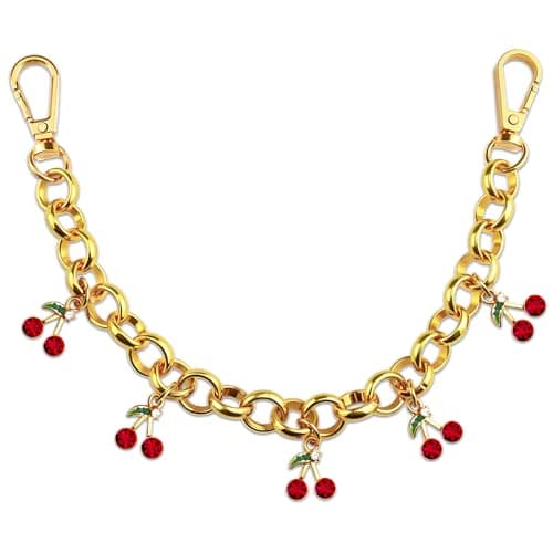VIESUJI Cherry Purse Charms for Women Bag Charm with Double Buckle Design Cherry Bag Charm for Handbags Purse Accessories