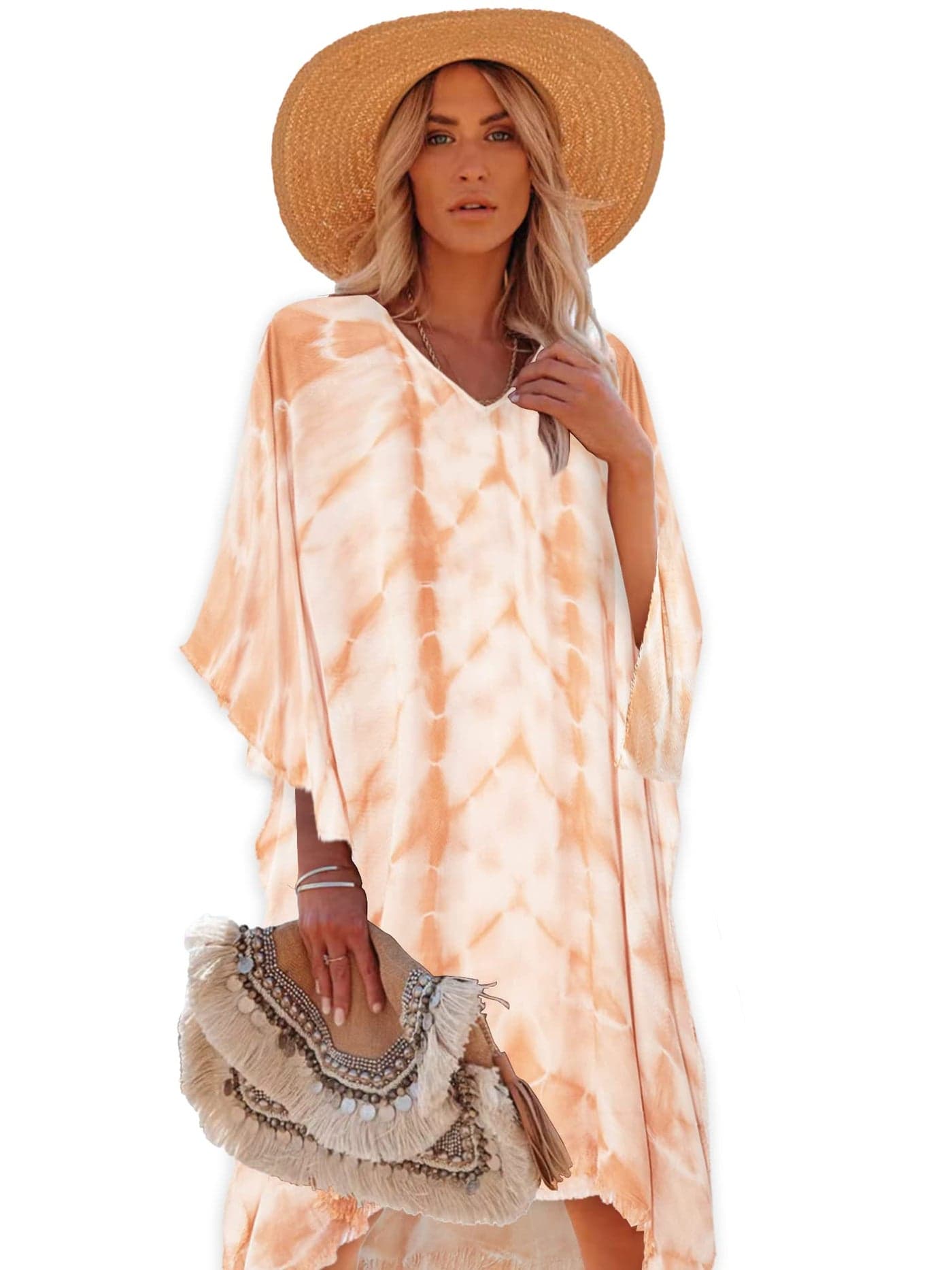 Moss Rose Women's Swimsuit Cover up Beach Kaftan for Bathing Suit with Floral Pattern