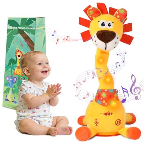 LLUKEME Dancing Talking Lion Toy Stuffed Animal Baby Toy Repeating What You Say Easter Toys for Kids Glowing Musical Electronic Lion with Fluffy Mane Gifts for Toddlers 13 Years Old