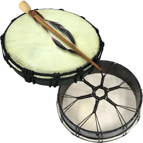 New Age Source Bodhrn Natural Animal Skin Frame Drum 10 Inches Unfinished Comes with Stick