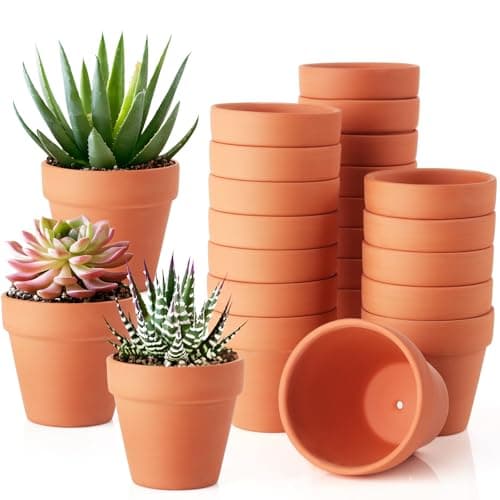 WinJiaYao 24 Pack 3 Inch Terracotta Pots Mini Clay Pots with Drainage HolesCactus Flower Nursery Terra Cotta Pot for IndoorOutdoor Succulent Plants Crafts Wedding Favor