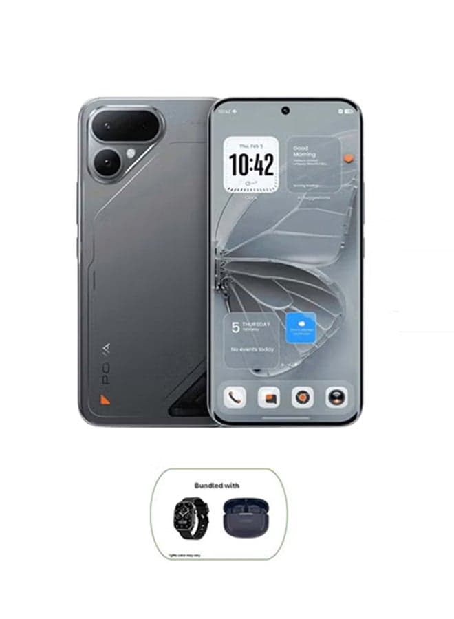 POVA Curve 2 5G 12GB 256GB Storm Titanium Bundle with TECNO TWS Earphone Bud 4 Air and TECNO Watch 3 Active - Middle East Version