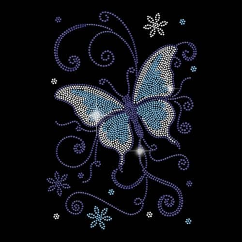 SUPERDANT Butterfly Iron on Rhinestones for Clothes Blue Purple Crystal Heat Transfer Stickers Iron on Decals Rhinestone Patches for Woman Girl TShirt Clothing Hoodie Jackets DIY Art Craft Gifts