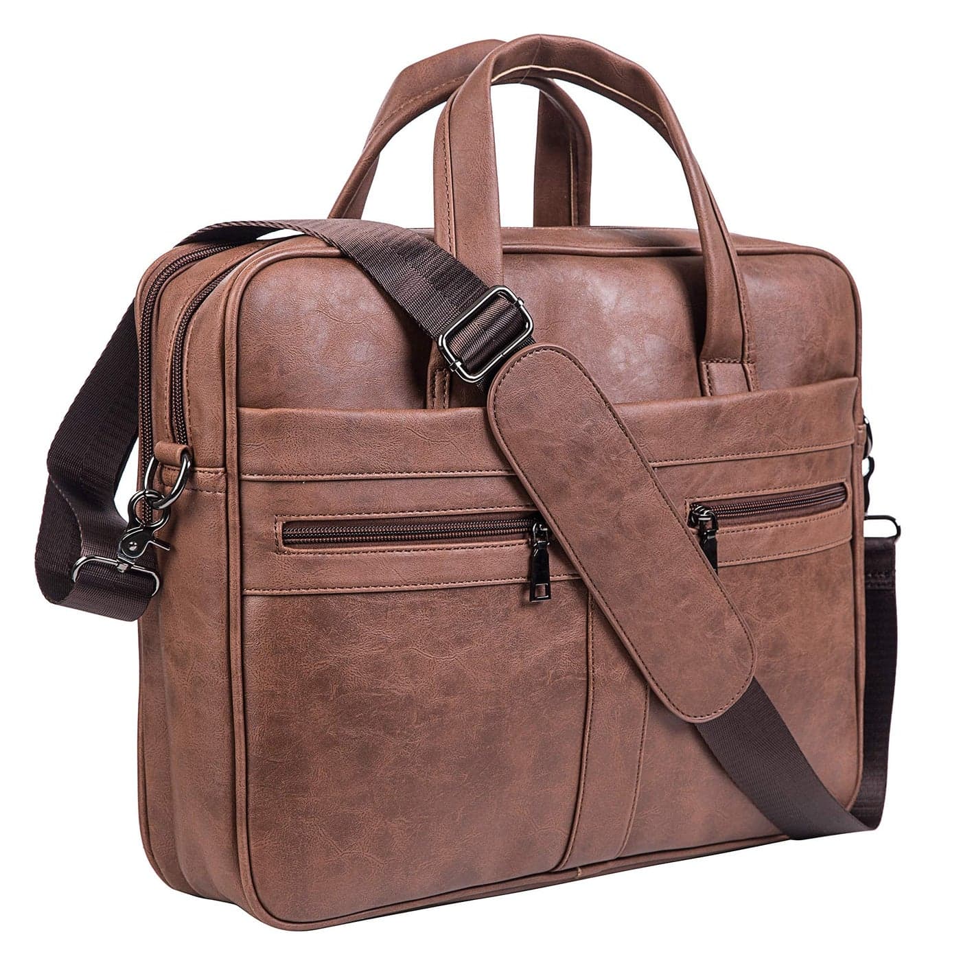 seyfocnia Mens Leather Messenger Bag 173 Inches Laptop Briefcase Business Satchel Computer Handbag Shoulder Bag for MenBrown