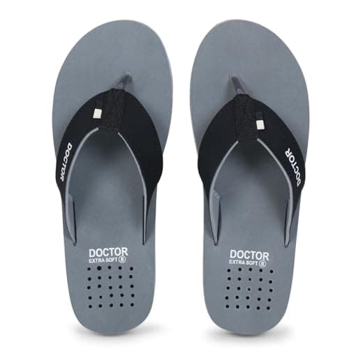 DOCTOR EXTRA SOFT Slipper Care Orthopaedic and Diabetic Comfort Doctor Slipper, Dr. Slipper, Flip-Flop, Slides and House Slipper for Men's D-24-Grey-6 UK