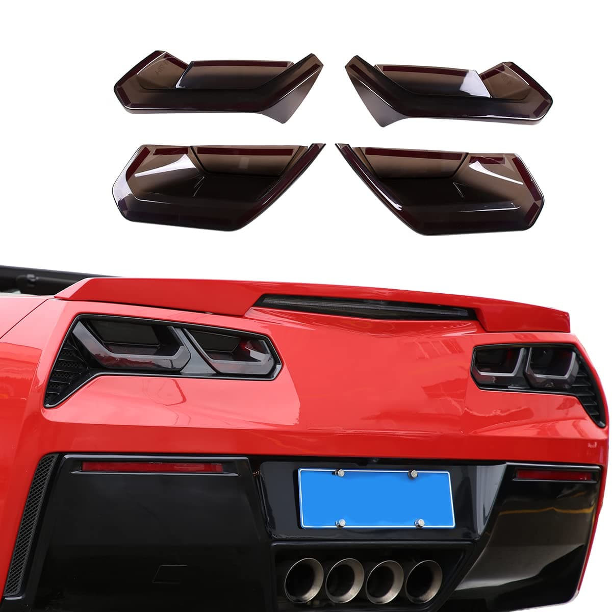 JONKOKO ABS Black Rear Tail Light Lens Taillight Kit Fit For Chevrolet Corvette C7 20142019 Car Exterior Taillight Protection Cover Accessories