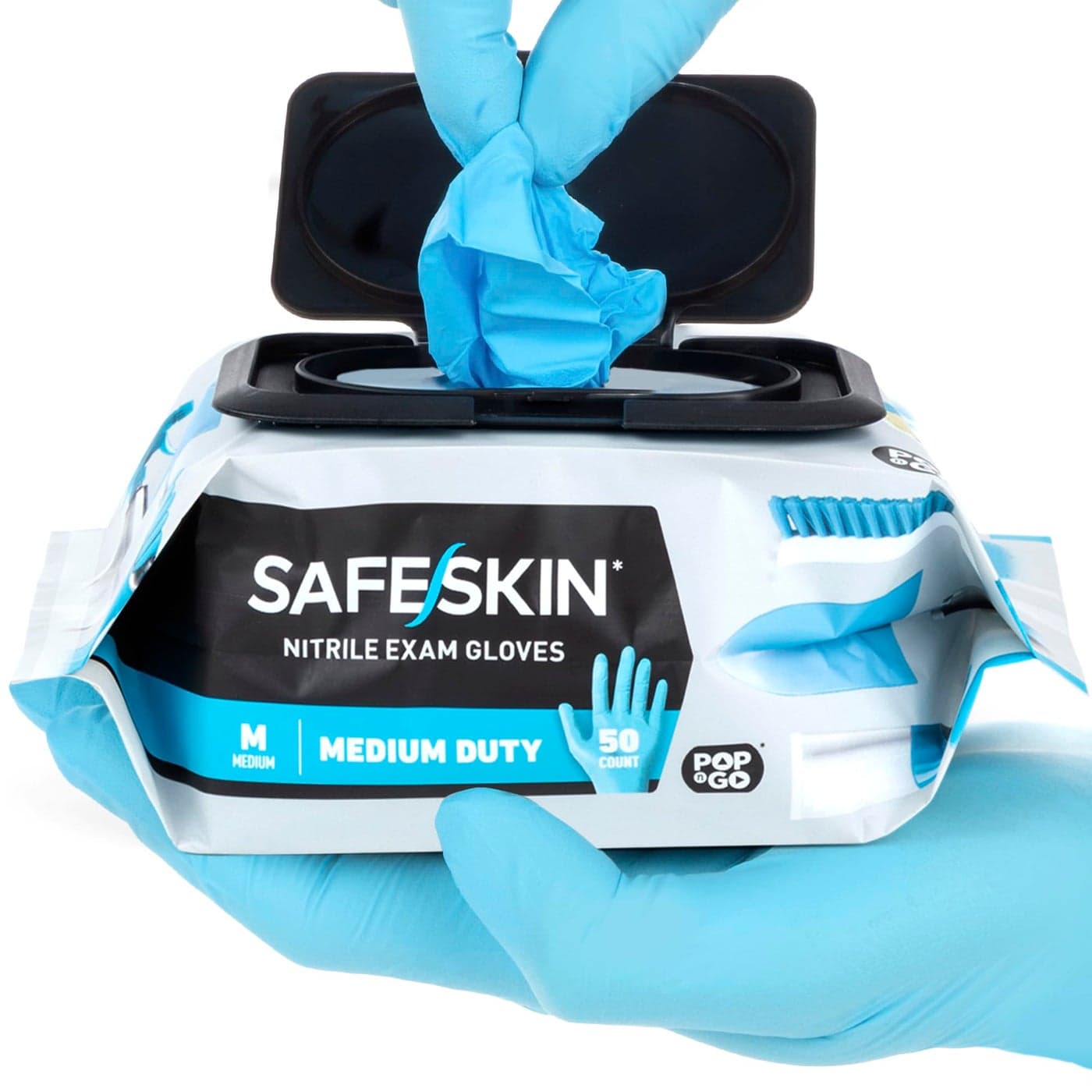 SAFESKIN Nitrile Disposable Gloves in Pack of 50 Medium Duty Medium Size Powder Free For Food Handling First Aid Cleaning Gardening Crafting Premium Medical Exam Gloves