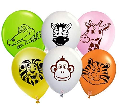 HK balloons Rubber Pack Of 60 Jungle Safari Theme Balloons For Animal Theme Birthday Party Supplies - Multicolor For Jungle Animal Themed Birthday Decoration