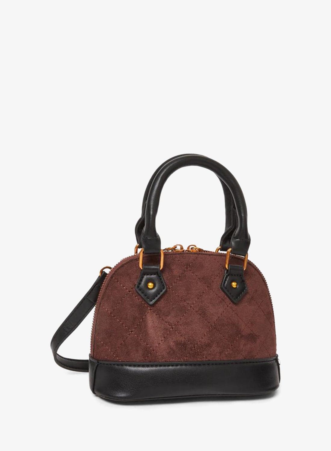 Coffee Brown Quilted Dome Handbag