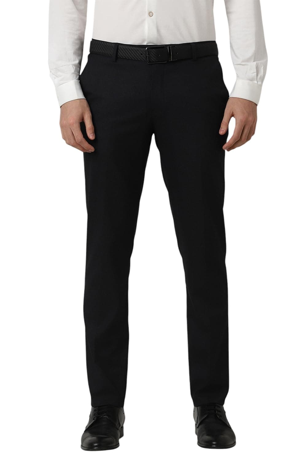 Peter England Men's Mid Rise Slim Work Utility Pants (PETFWNSPW76183_Black, 30