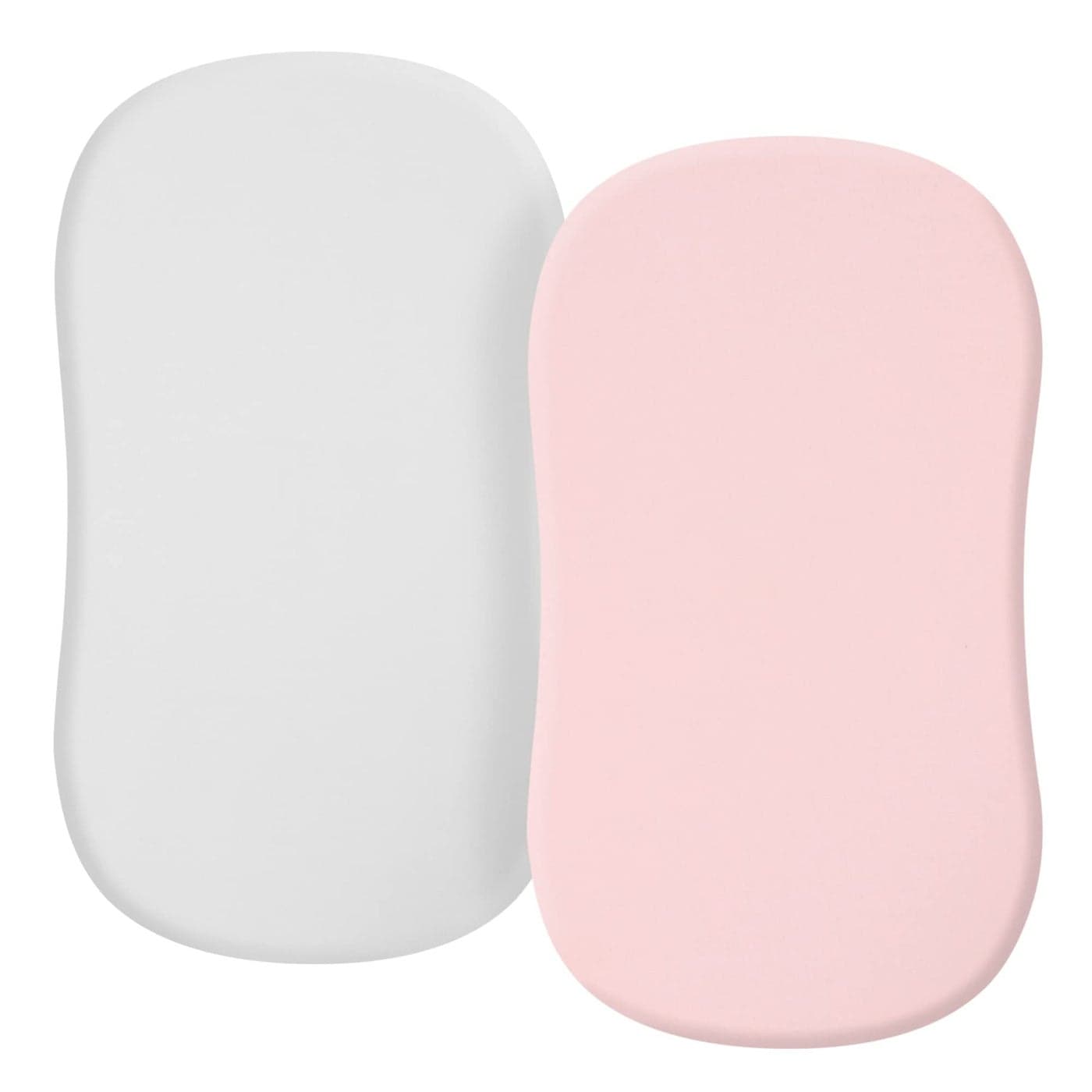 TILLYOU Baby Bassinet Sheets for Girls Boys Fit for Hourglass Oval Rectangle Bassinet Mattress Sheets 33X16 2 Pack Gray and Pink
