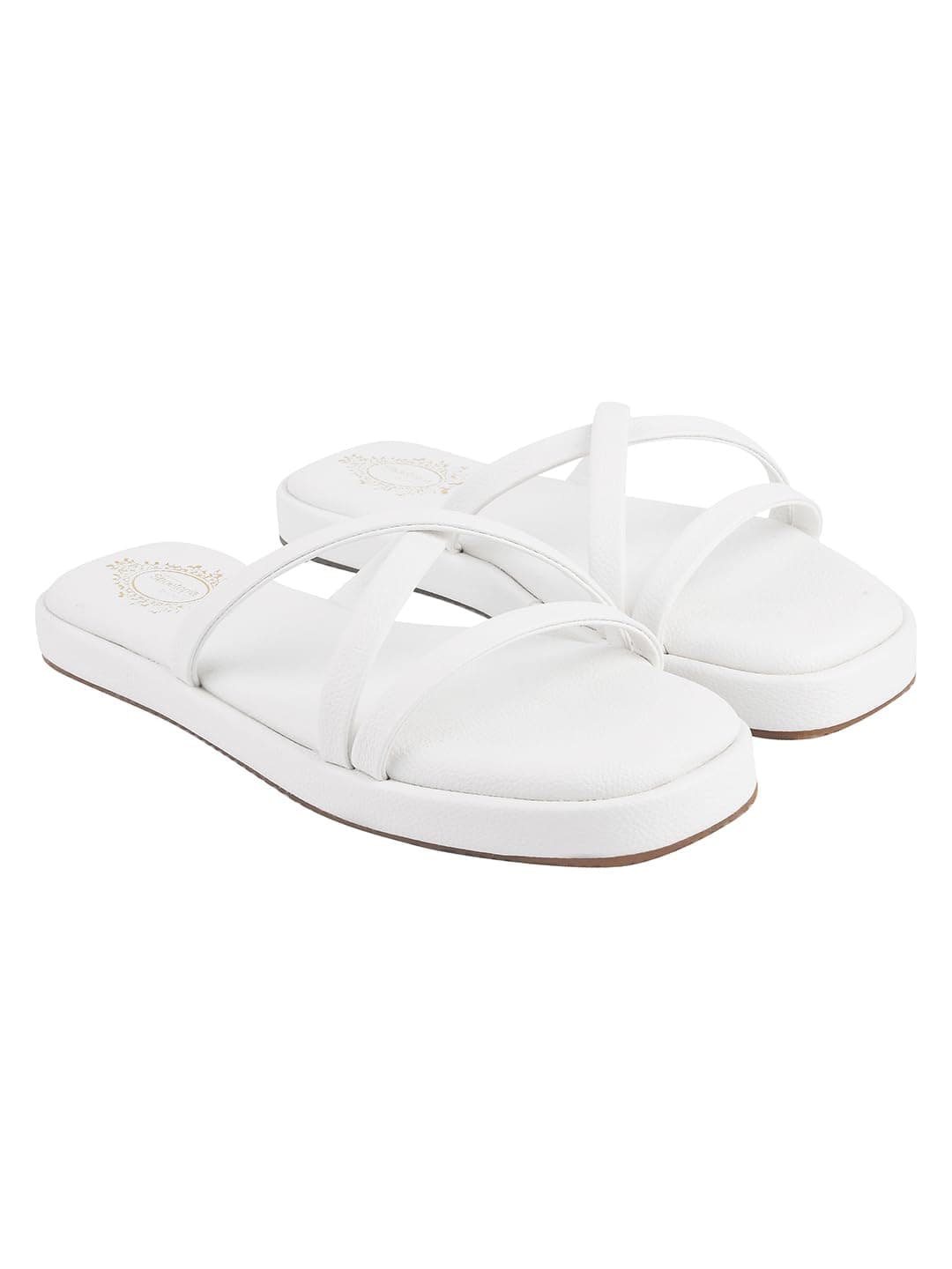 Shoetopia Cross Strap White Flats For Women & Girls /EU39