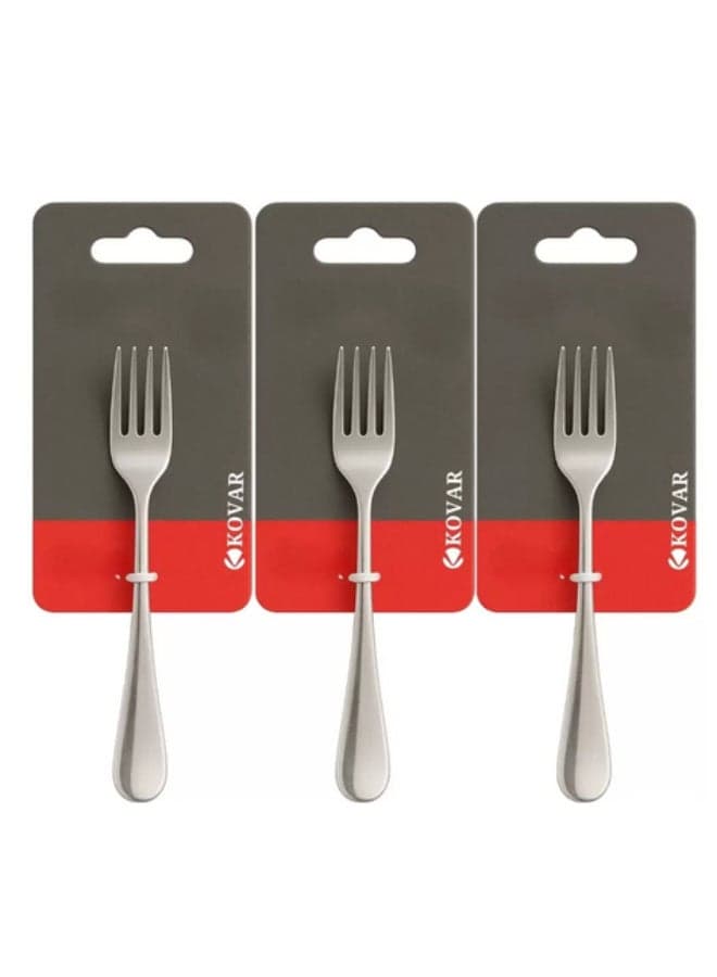 Kovar Elegant Stainless Steel Gray Cake Fork Plain Design Small Size- 3pcs