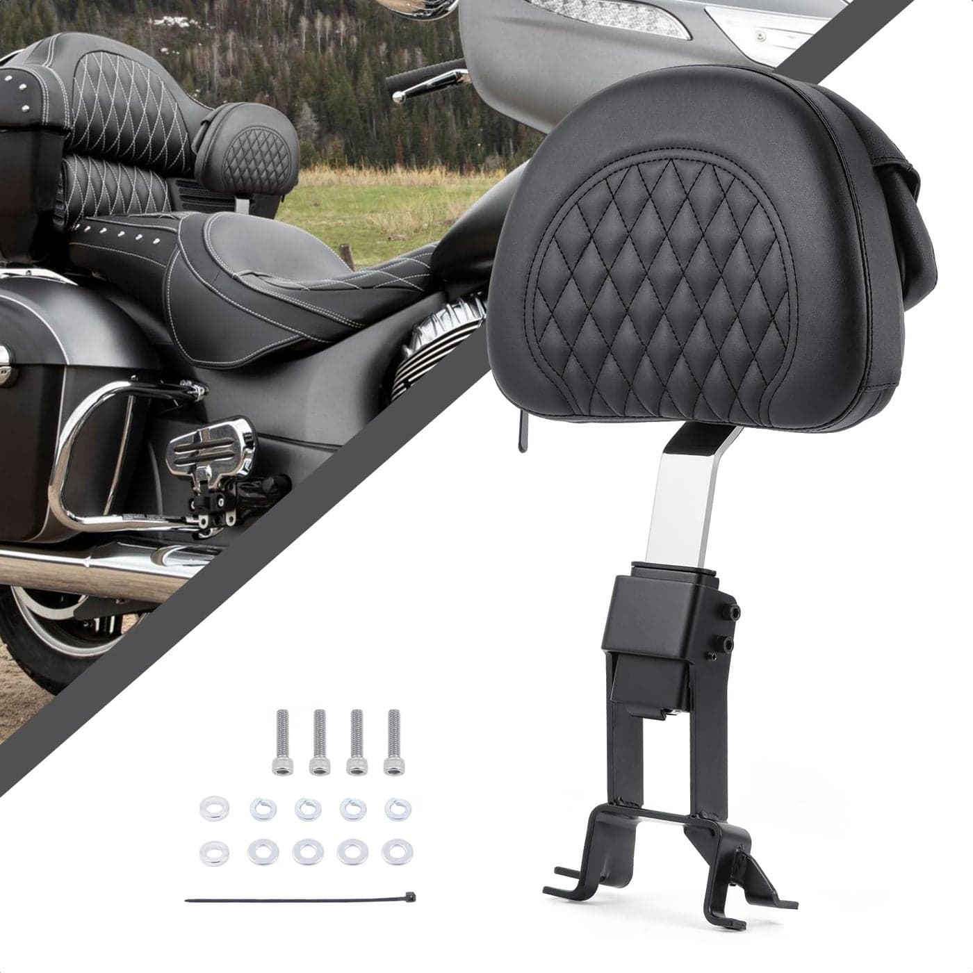 Aferrizu Adjustable Driver Backrest Rider Backrest PlugIn Backrest Compatible With Indian Chief Classic Chieftain Roadmaster Chief Vintage Chief Dark Horse Springfield 20142024
