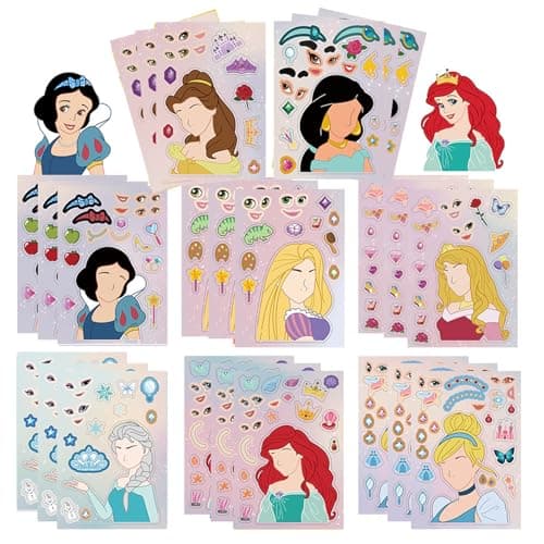 Make a Face Stickers 24PCS Make Your Own Princess Sticker for Kids Toddlers DIY Sticker Princess Themed Stickers for Kids Party Favors Awards Asverbet DIY Arts and Crafts