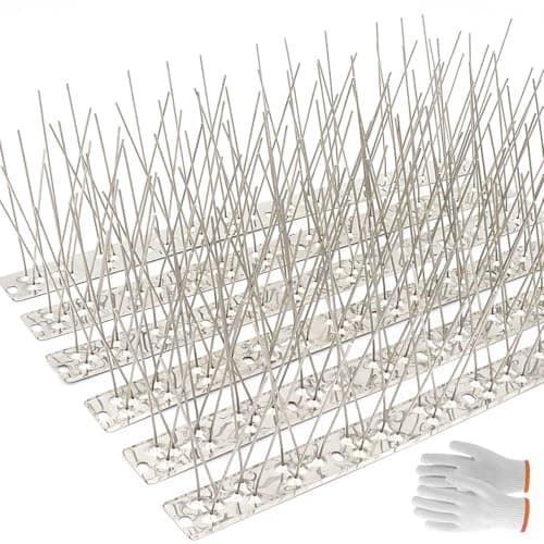QIEGL Bird Spikes 304 Stainless Steel for Coverage 50Ft 46pcs Pigeons Anti Bird Spike Small Birds Sparrow Metal Fence Spikes (46 Pack Uninstalled)