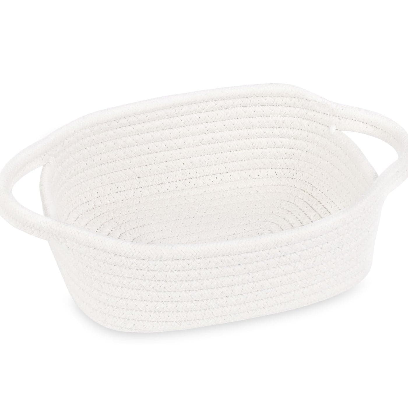 ABenkle Small Storage Basket Mini Basket Cute Tiny Cotton Rope Woven Baskets Boho Decorative Toy Dog Cat Bin for Nursery Bedroom Spa Empty Gift Baskets XS White